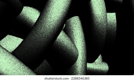 Abstract background with knot of pipes or wires in retro dotwork style for scientific backdrop.