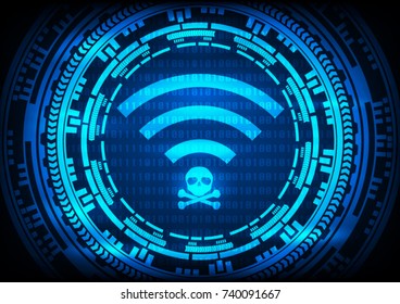 Abstract background KRACK gear technology wifi hack on WPA2 key security. Vector illustration KRACK in wifi cyber security infographic concept.