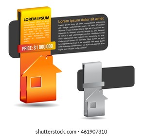 Abstract background label  with house for real estate agency offer and place for description