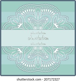 Abstract background, lace frame border pattern, invitation card design, floral and geometric ornament, hand drawn artwork, vector illustration