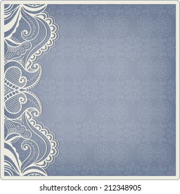 Abstract background, lace frame border pattern, wedding invitation card design, floral and geometric ornament, hand drawn artwork, vector illustration