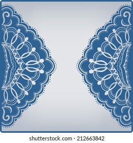 Abstract background, lace frame border pattern, wedding invitation card design, floral and geometric ornament, hand drawn artwork, vector illustration