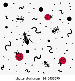 abstract background with ladybugs and ants