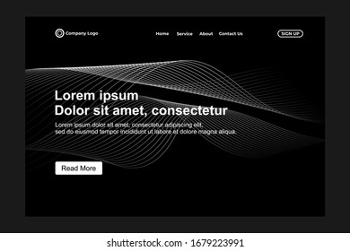 abstract background for landing page. Dark style with linear pattern. Stripes. Futuristic design