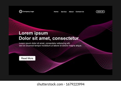 abstrakter Hintergrund für die Zielseite. Dunkler Stil mit linearem Muster. Streifen. Futuristisches Design