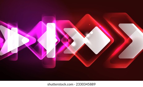 Abstract background landing page, geometric shape illuminated with glowing neon light on dark background. Futuristic city lights concept