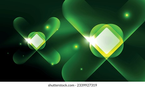 Página de aterrizaje de fondo abstracta, forma geométrica iluminada con luz de neón brillante sobre fondo oscuro. Concepto de luces de ciudad futurista