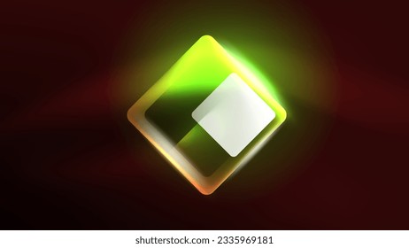 Abstract background landing page, glass geometric shapes with glowing neon light reflections, energy effect concept on glossy forms
