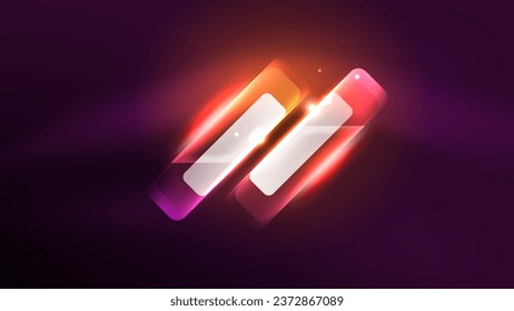 Abstract background landing page, glass geometric shapes with glowing neon light reflections, energy effect concept on glossy forms