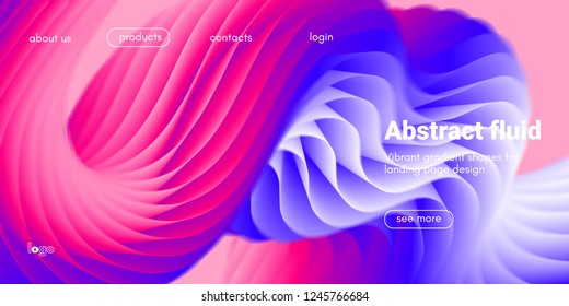 Abstract Background, Landing Page Template. Colorful Fluid Shape with Movement. Abstract Wave Poster, Futuristic Banner. 3d Liquid Background or Wallpaper. Vector Gradient Abstract Brochure Design.