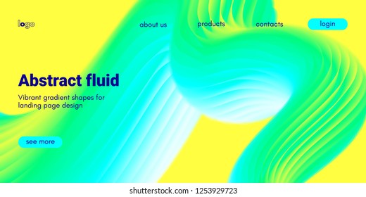Abstract Background, Landing Page Template. Colorful Fluid Shape with Movement. Abstract Wave Poster, Futuristic Banner. 3d Liquid Background or Wallpaper. Vector Gradient Abstract Brochure Design.