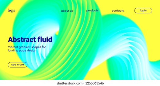 Abstract Background, Landing Page Template. Colorful Fluid Shape with Movement. Abstract Wave Poster, Futuristic Banner. 3d Liquid Background or Wallpaper. Vector Gradient Abstract Brochure Design.