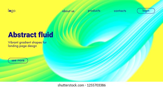 Abstract Background, Landing Page Template. Colorful Fluid Shape with Movement. Abstract Wave Poster, Futuristic Banner. 3d Liquid Background or Wallpaper. Vector Gradient Abstract Brochure Design.