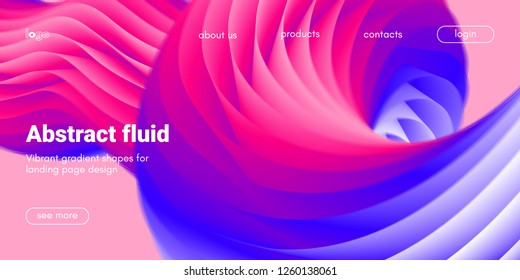 Abstract Background, Landing Page Template. Colorful Fluid Shape with Movement. Abstract Wave Poster, Futuristic Banner. 3d Liquid Background or Wallpaper. Vector Gradient Abstract Brochure Design.