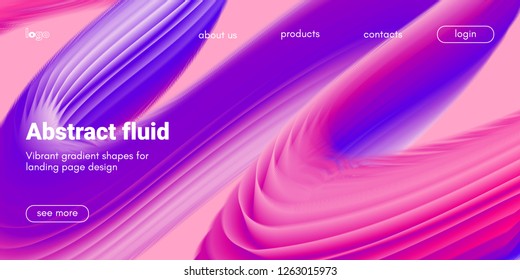 Abstract Background, Landing Page Template. Colorful Fluid Shape with Movement. Abstract Wave Poster, Futuristic Banner. 3d Liquid Background or Wallpaper. Vector Gradient Abstract Brochure Design.