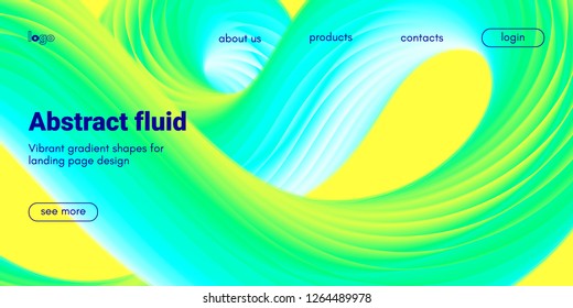 Abstract Background, Landing Page Template. Colorful Fluid Shape with Movement. Abstract Wave Poster, Futuristic Banner. 3d Liquid Background or Wallpaper. Vector Gradient Abstract Brochure Design.