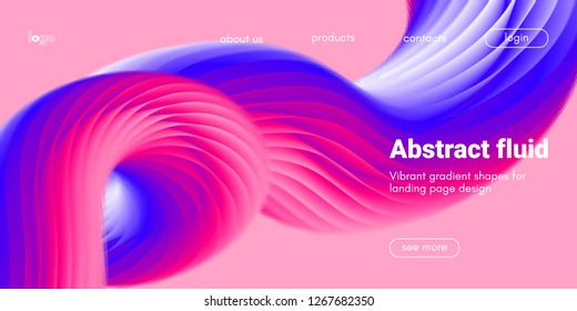 Abstract Background, Landing Page Template. Colorful Fluid Shape with Movement. Abstract Wave Poster, Futuristic Banner. 3d Liquid Background or Wallpaper. Vector Gradient Abstract Brochure Design.