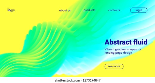 Abstract Background, Landing Page Template. Colorful Fluid Shape with Movement. Abstract Wave Poster, Futuristic Banner. 3d Liquid Background or Wallpaper. Vector Gradient Abstract Brochure Design.