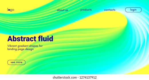 Abstract Background, Landing Page Template. Colorful Fluid Shape with Movement. Abstract Wave Poster, Futuristic Banner. 3d Liquid Background or Wallpaper. Vector Gradient Abstract Brochure Design.
