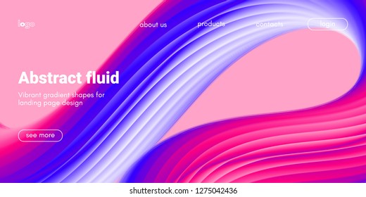 Abstract Background, Landing Page Template. Colorful Fluid Shape with Movement. Abstract Wave Poster, Futuristic Banner. 3d Liquid Background or Wallpaper. Vector Gradient Abstract Brochure Design.