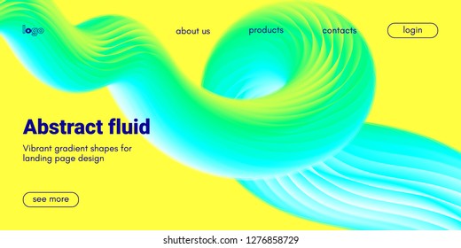 Abstract Background, Landing Page Template. Colorful Fluid Shape with Movement. Abstract Wave Poster, Futuristic Banner. 3d Liquid Background or Wallpaper. Vector Gradient Abstract Brochure Design.