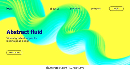 Abstract Background, Landing Page Template. Colorful Fluid Shape with Movement. Abstract Wave Poster, Futuristic Banner. 3d Liquid Background or Wallpaper. Vector Gradient Abstract Brochure Design.