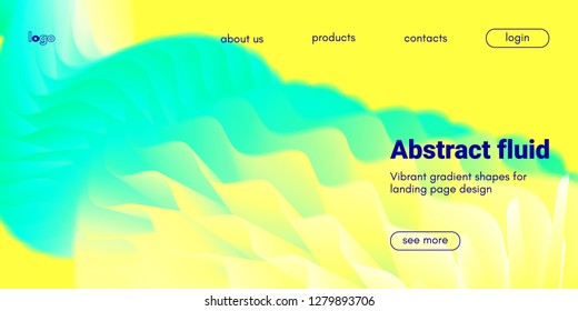 Abstract Background, Landing Page Template. Colorful Fluid Shape with Movement. Abstract Wave Poster, Futuristic Banner. 3d Liquid Background or Wallpaper. Vector Gradient Abstract Brochure Design.