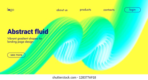 Abstract Background, Landing Page Template. Colorful Fluid Shape with Movement. Abstract Wave Poster, Futuristic Banner. 3d Liquid Background or Wallpaper. Vector Gradient Abstract Brochure Design.