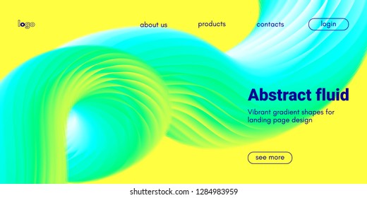 Abstract Background, Landing Page Template. Colorful Fluid Shape with Movement. Abstract Wave Poster, Futuristic Banner. 3d Liquid Background or Wallpaper. Vector Gradient Abstract Brochure Design.