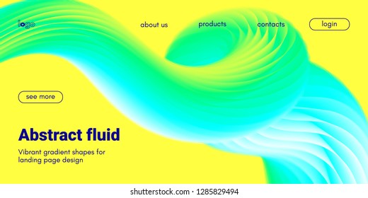 Abstract Background, Landing Page Template. Colorful Fluid Shape with Movement. Abstract Wave Poster, Futuristic Banner. 3d Liquid Background or Wallpaper. Vector Gradient Abstract Brochure Design.
