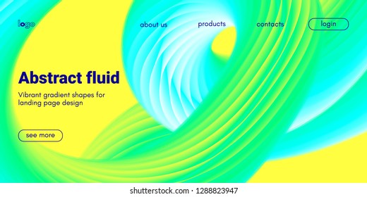 Abstract Background, Landing Page Template. Colorful Fluid Shape with Movement. Abstract Wave Poster, Futuristic Banner. 3d Liquid Background or Wallpaper. Vector Gradient Abstract Brochure Design.