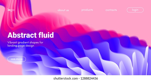 Abstract Background, Landing Page Template. Colorful Fluid Shape with Movement. Abstract Wave Poster, Futuristic Banner. 3d Liquid Background or Wallpaper. Vector Gradient Abstract Brochure Design.