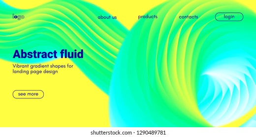 Abstract Background, Landing Page Template. Colorful Fluid Shape with Movement. Abstract Wave Poster, Futuristic Banner. 3d Liquid Background or Wallpaper. Vector Gradient Abstract Brochure Design.