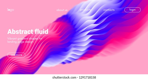 Abstract Background, Landing Page Template. Colorful Fluid Shape with Movement. Abstract Wave Poster, Futuristic Banner. 3d Liquid Background or Wallpaper. Vector Gradient Abstract Brochure Design.