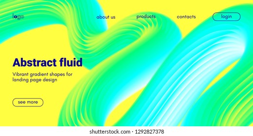 Abstract Background, Landing Page Template. Colorful Fluid Shape with Movement. Abstract Wave Poster, Futuristic Banner. 3d Liquid Background or Wallpaper. Vector Gradient Abstract Brochure Design.