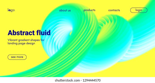Abstract Background, Landing Page Template. Colorful Fluid Shape with Movement. Abstract Wave Poster, Futuristic Banner. 3d Liquid Background or Wallpaper. Vector Gradient Abstract Brochure Design.