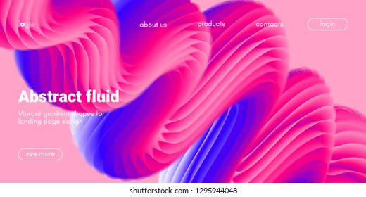 Abstract Background, Landing Page Template. Colorful Fluid Shape with Movement. Abstract Wave Poster, Futuristic Banner. 3d Liquid Background or Wallpaper. Vector Gradient Abstract Brochure Design.