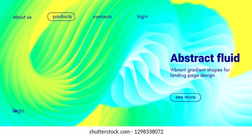 Abstract Background, Landing Page Template. Colorful Fluid Shape with Movement. Abstract Wave Poster, Futuristic Banner. 3d Liquid Background or Wallpaper. Vector Gradient Abstract Brochure Design.