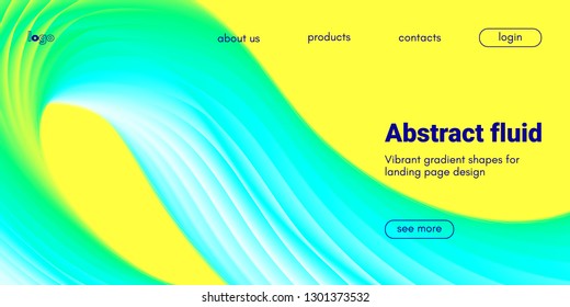 Abstract Background, Landing Page Template. Colorful Fluid Shape with Movement. Abstract Wave Poster, Futuristic Banner. 3d Liquid Background or Wallpaper. Vector Gradient Abstract Brochure Design.
