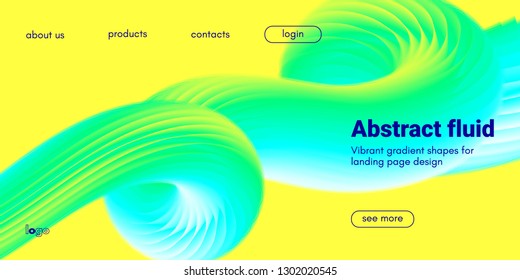 Abstract Background, Landing Page Template. Colorful Fluid Shape with Movement. Abstract Wave Poster, Futuristic Banner. 3d Liquid Background or Wallpaper. Vector Gradient Abstract Brochure Design.