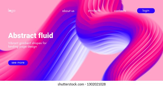 Abstract Background, Landing Page Template. Colorful Fluid Shape with Movement. Abstract Wave Poster, Futuristic Banner. 3d Liquid Background or Wallpaper. Vector Gradient Abstract Brochure Design.