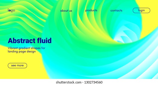 Abstract Background, Landing Page Template. Colorful Fluid Shape with Movement. Abstract Wave Poster, Futuristic Banner. 3d Liquid Background or Wallpaper. Vector Gradient Abstract Brochure Design.