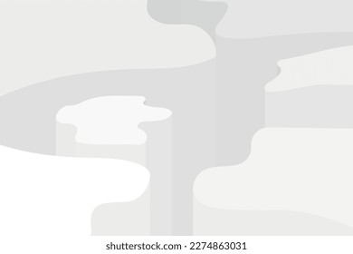 Abstract background landscape illustration in neomorphism style. Dynamic composition with trendy liquid fluid 3d shapes. Minimal wallpaper, backdrop, background.