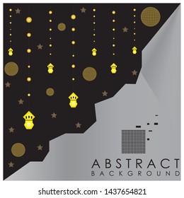 abstract background with lantern and crescent glowing gold for backgroung design 