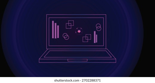 Plano de fundo abstrato Laptop exibindo gráficos financeiros digitais brilhantes laptop digital exibindo gráfico de crescimento futurista com 
