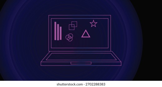 Abstract background Laptop displaying glowing digital financial charts  digital laptop displaying futuristic growth chart with 

