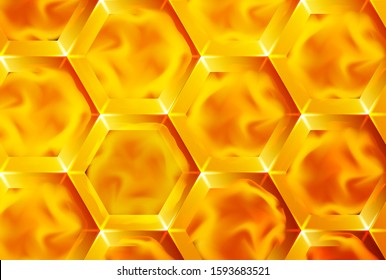 Abstract background, large golden honeycombs
