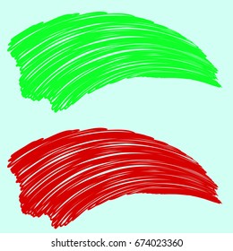 Abstract background, large strokes, rough, grunge,red and green