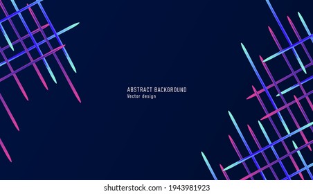 Abstract background with laser bright straight lines shooting from the edges of the screen with blank blue space in the center