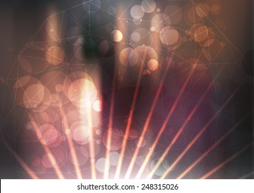 Abstract Background with Lasers and Bokeh for Design - Vector Illustration